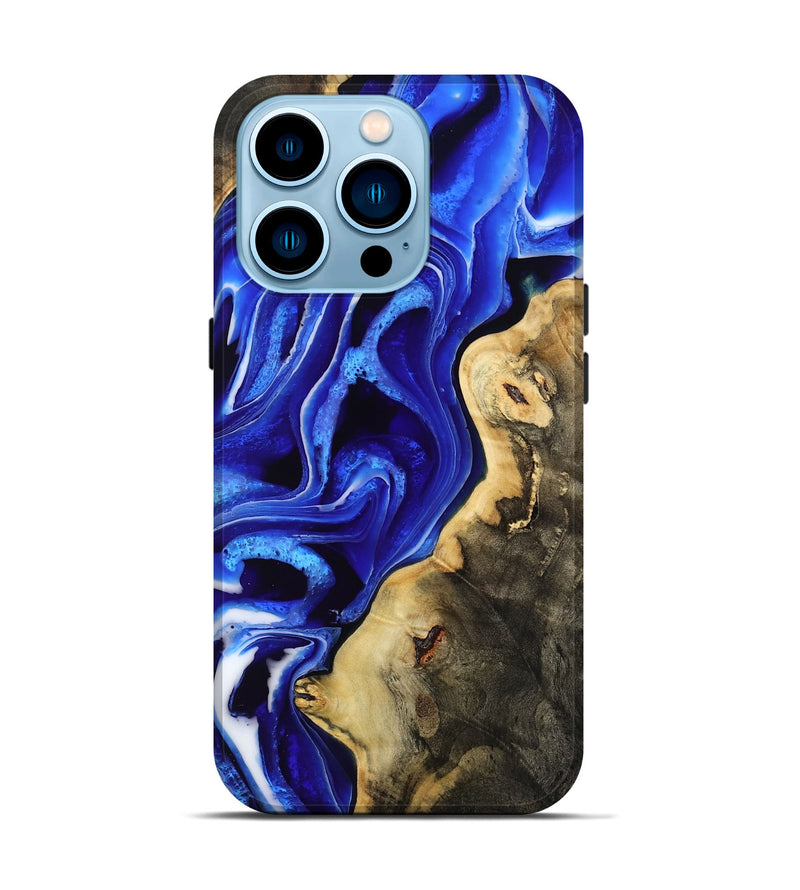 iPhone 14 Pro Wood Live Edge Phone Case - Emanuel (Blue, 801489)