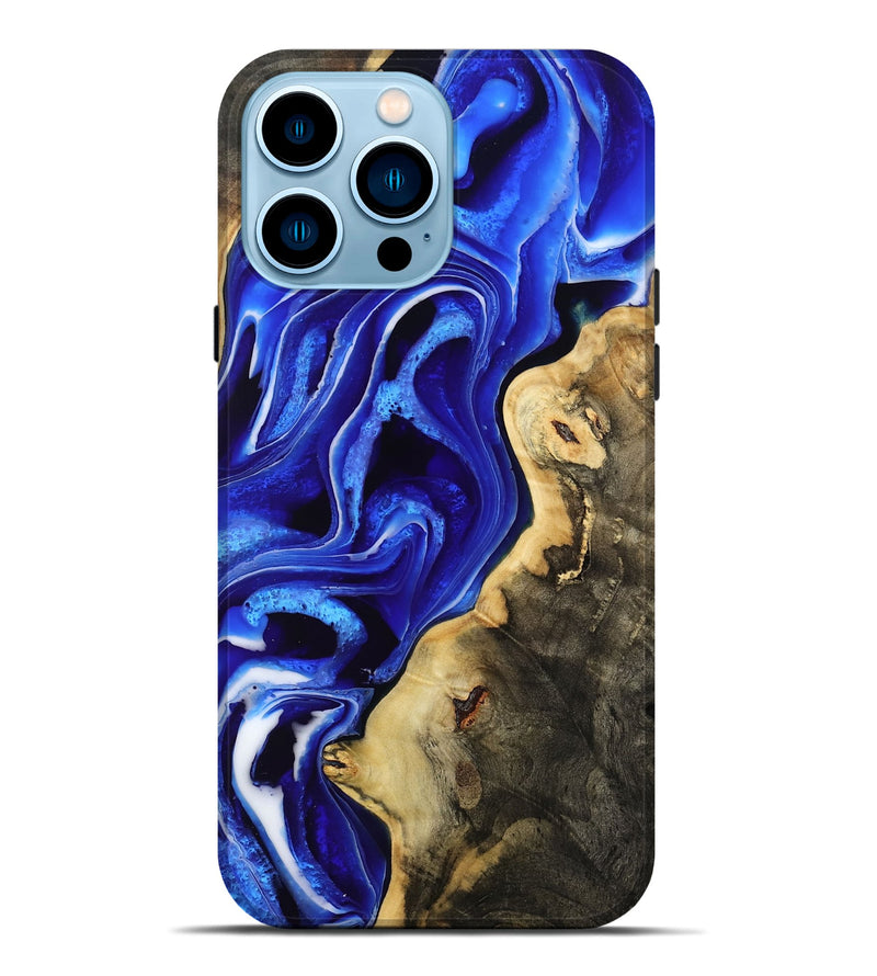 iPhone 14 Pro Max Wood Live Edge Phone Case - Emanuel (Blue, 801489)