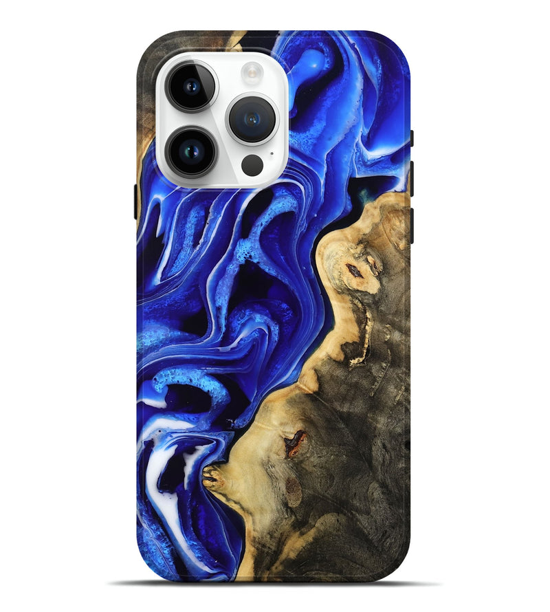 iPhone 15 Pro Max Wood Live Edge Phone Case - Emanuel (Blue, 801489)