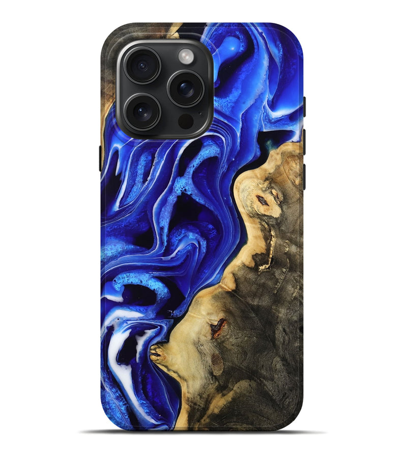 iPhone 16 Pro Max Wood Live Edge Phone Case - Emanuel (Blue, 801489)
