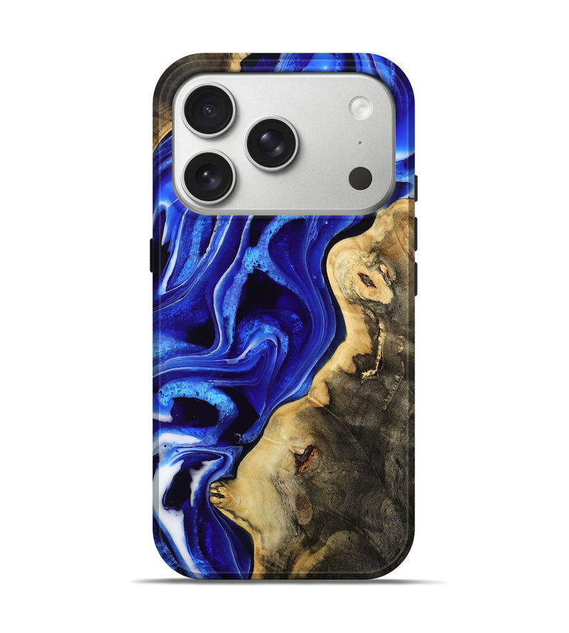 iPhone 17 Pro Wood Live Edge Phone Case - Emanuel (Blue, 801489)