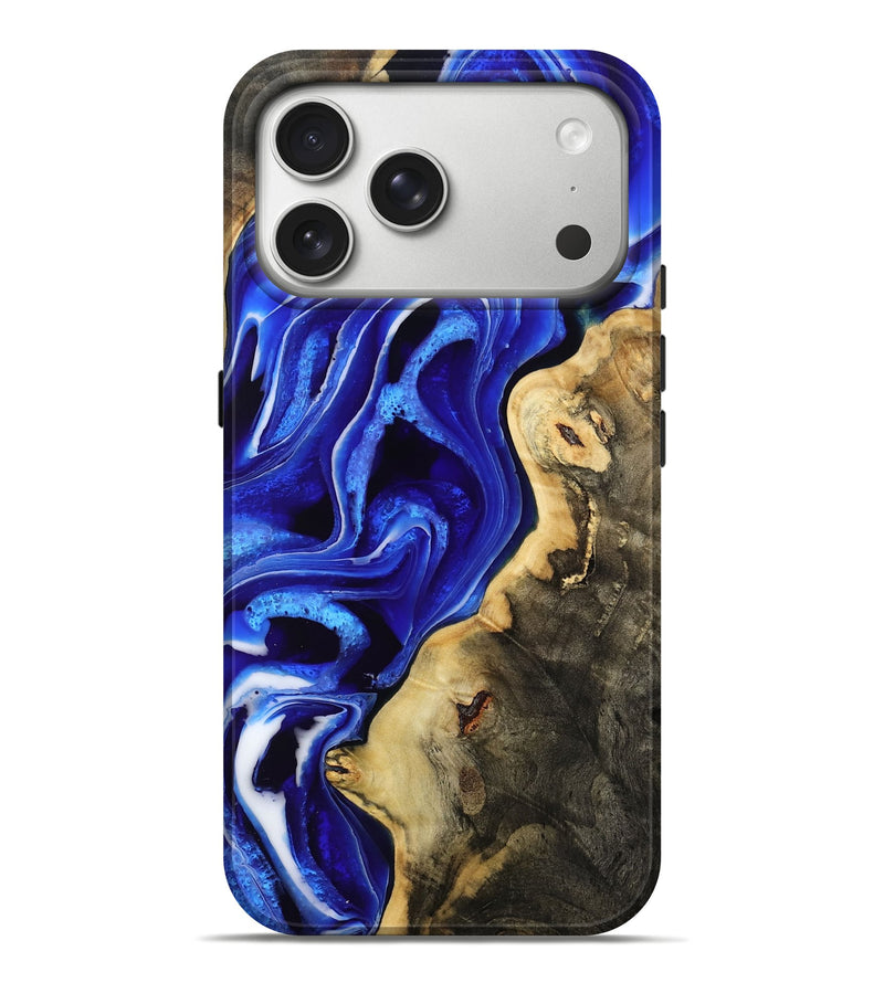 iPhone 17 Pro Max Wood Live Edge Phone Case - Emanuel (Blue, 801489)