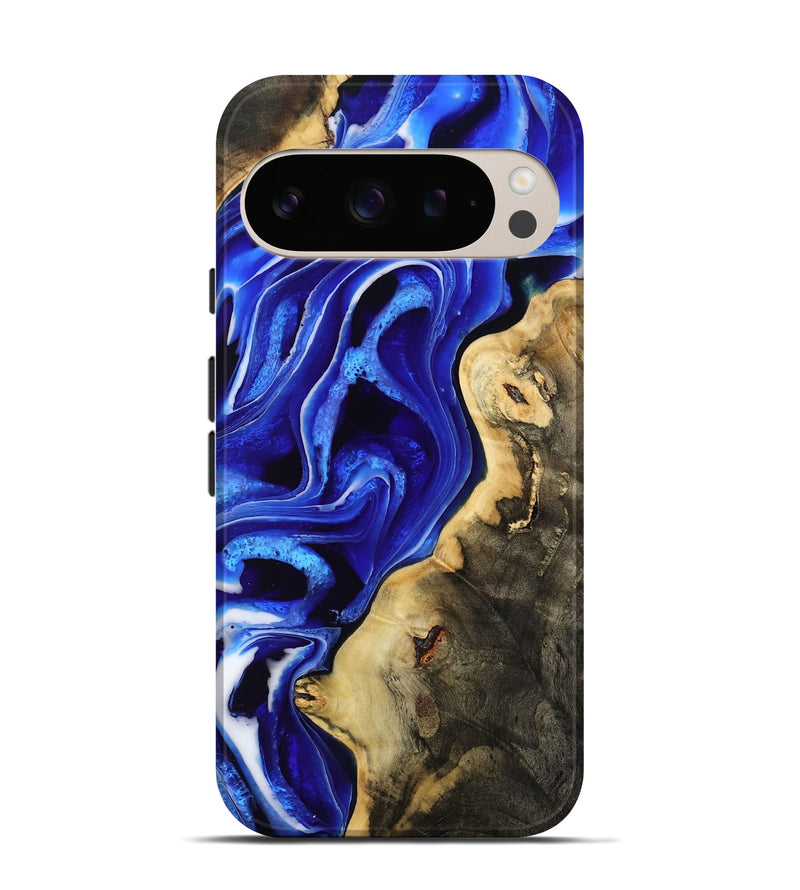 Pixel 9 Wood Live Edge Phone Case - Emanuel (Blue, 801489)