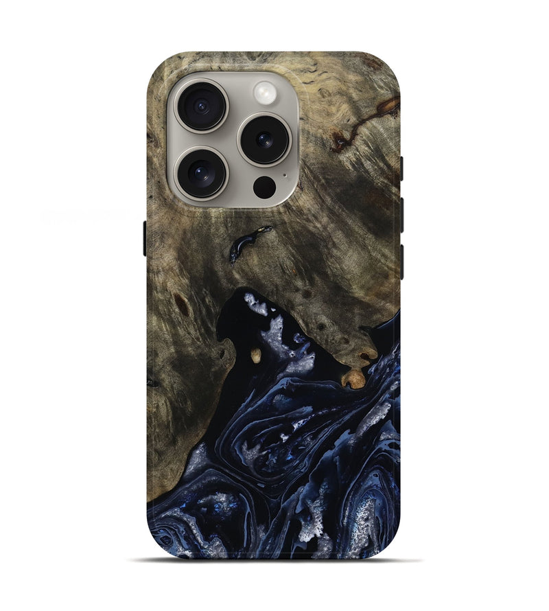 iPhone 16 Pro Wood Live Edge Phone Case - Zev (Blue, 801490)