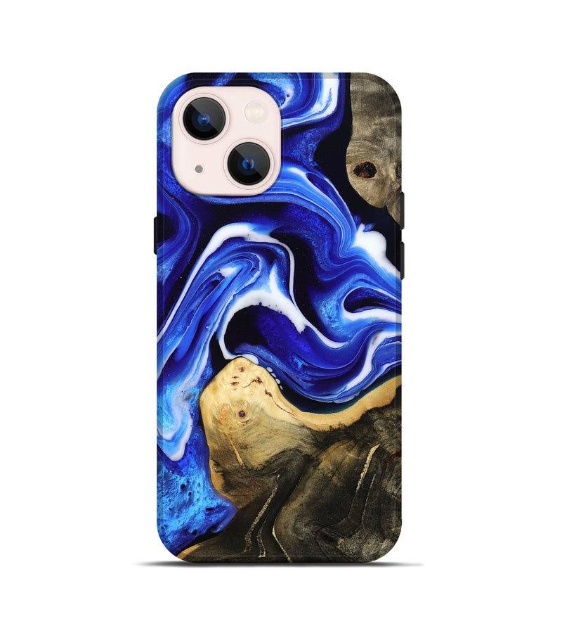 iPhone 13 mini Wood Live Edge Phone Case - Queen (Blue, 801491)