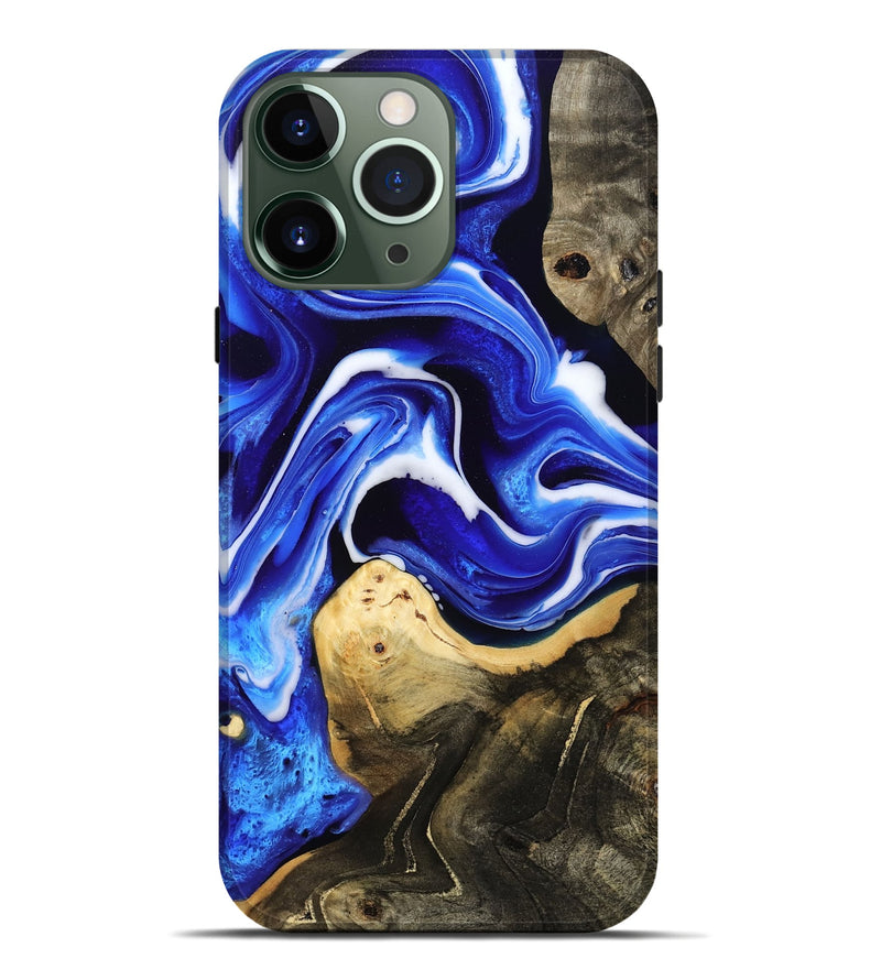 iPhone 13 Pro Max Wood Live Edge Phone Case - Queen (Blue, 801491)
