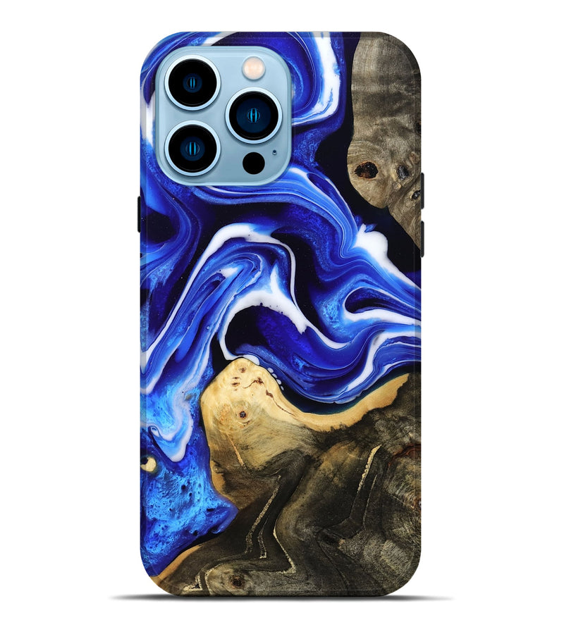 iPhone 14 Pro Max Wood Live Edge Phone Case - Queen (Blue, 801491)