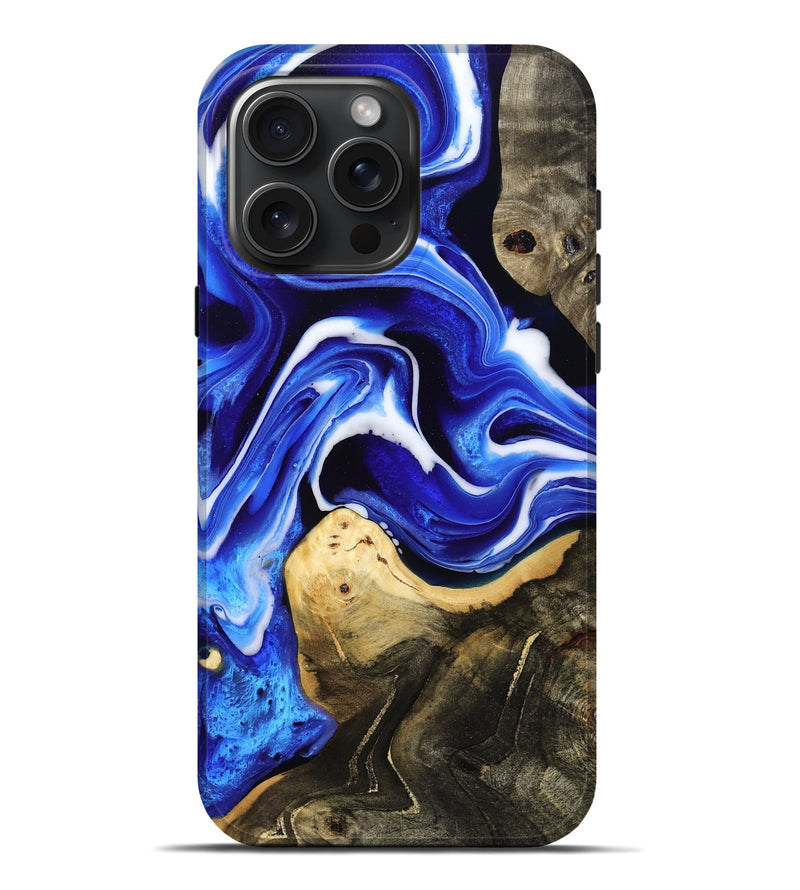 iPhone 16 Pro Max Wood Live Edge Phone Case - Queen (Blue, 801491)
