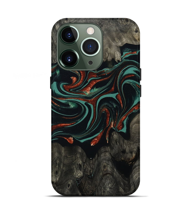 iPhone 13 Pro Wood Live Edge Phone Case - Maya (Green, 801492)