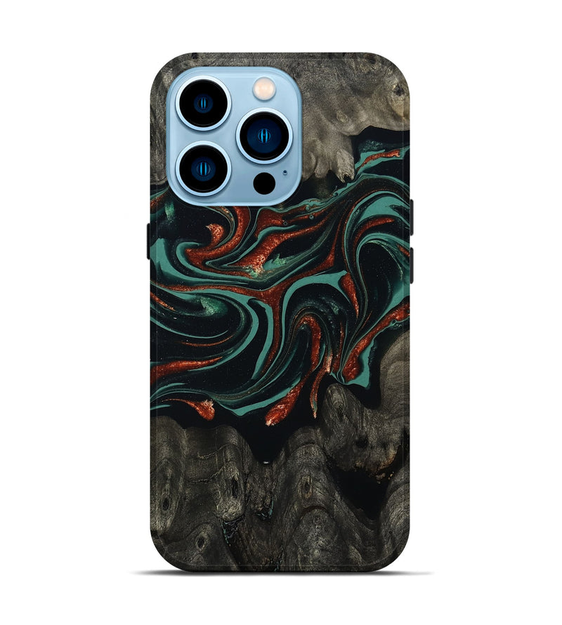 iPhone 14 Pro Wood Live Edge Phone Case - Maya (Green, 801492)