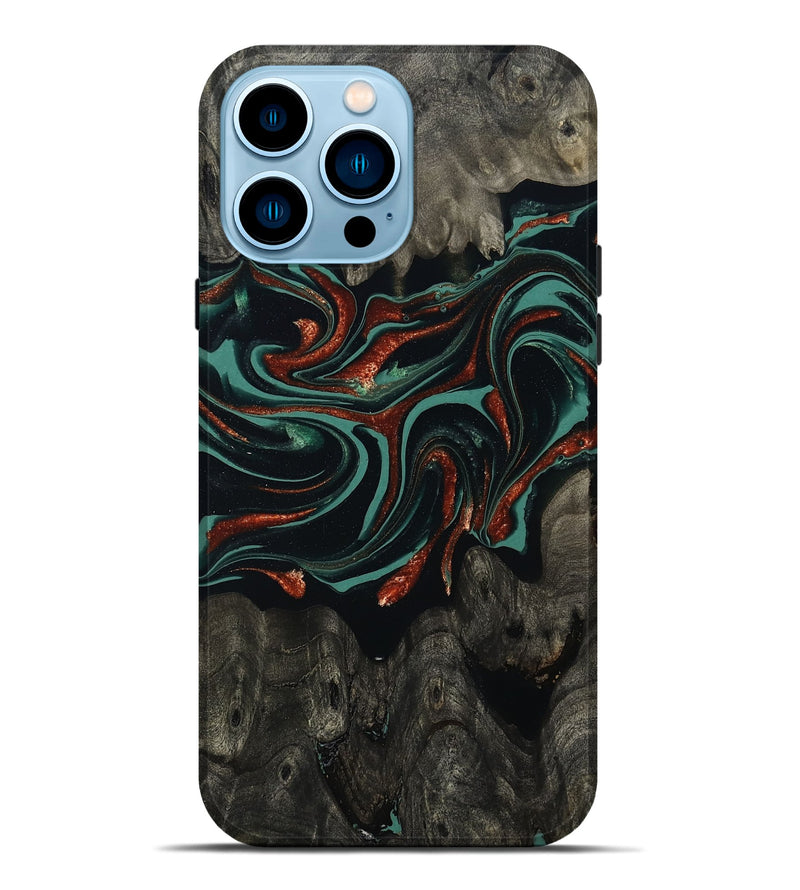 iPhone 14 Pro Max Wood Live Edge Phone Case - Maya (Green, 801492)