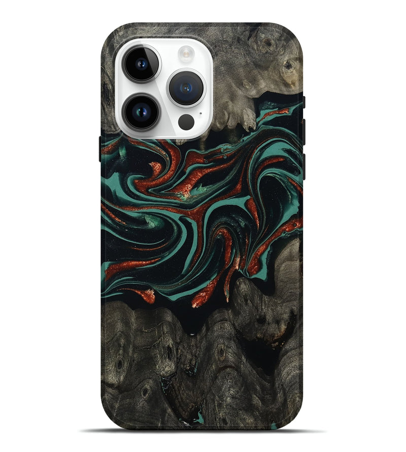 iPhone 15 Pro Max Wood Live Edge Phone Case - Maya (Green, 801492)