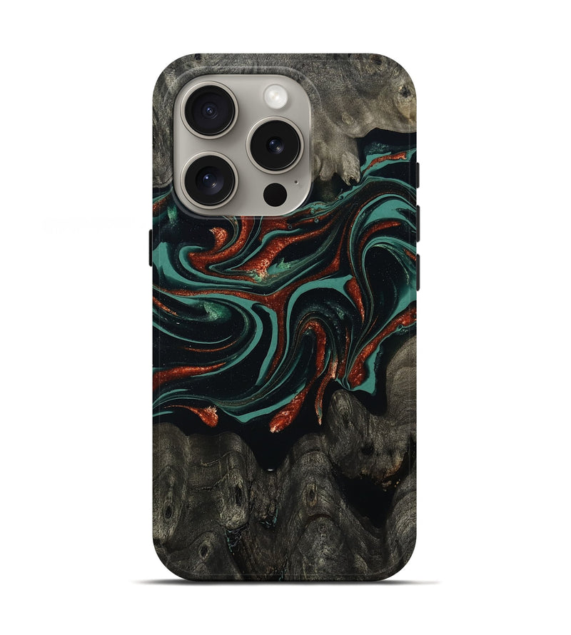 iPhone 16 Pro Wood Live Edge Phone Case - Maya (Green, 801492)