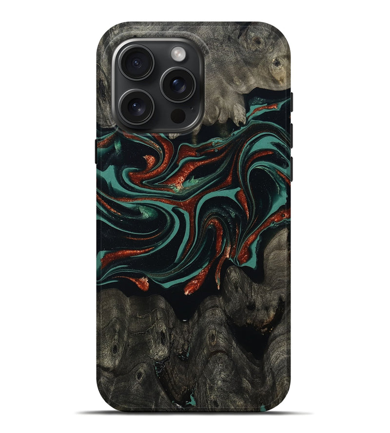 iPhone 16 Pro Max Wood Live Edge Phone Case - Maya (Green, 801492)