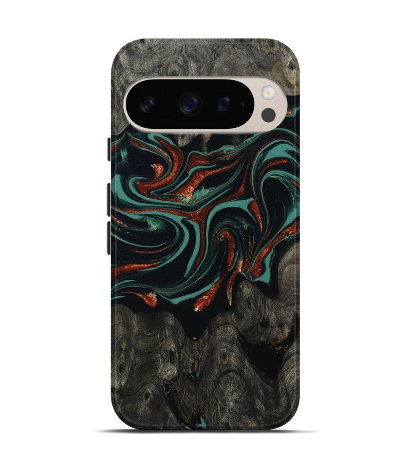 Pixel 9 Pro Wood Live Edge Phone Case - Maya (Green, 801492)