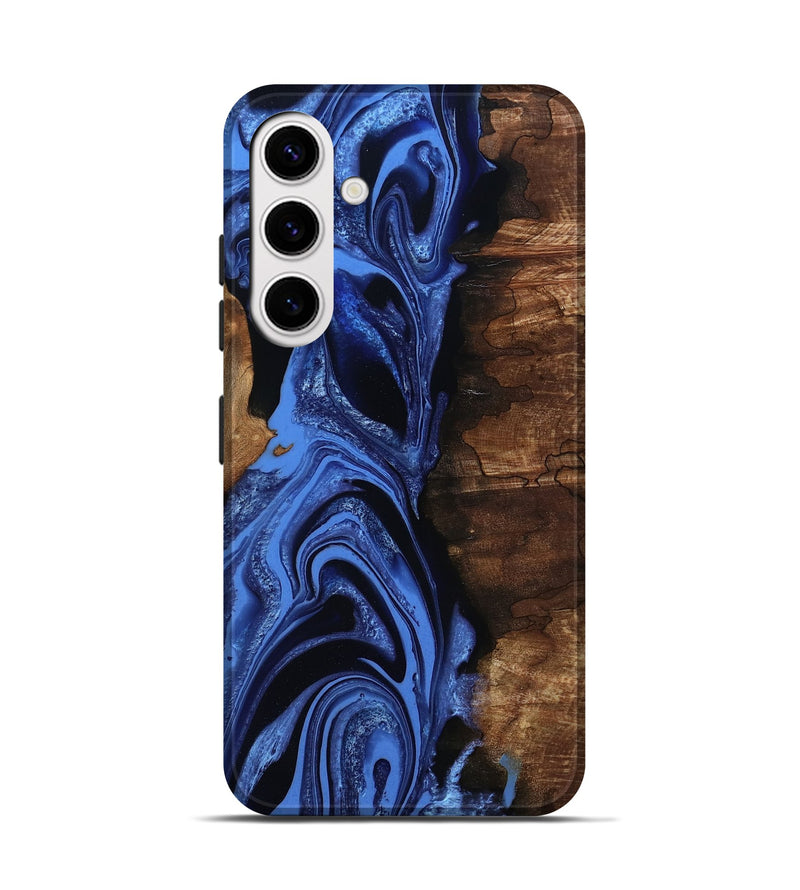 Galaxy S25 Wood Live Edge Phone Case - Atticus (Blue, 801493)