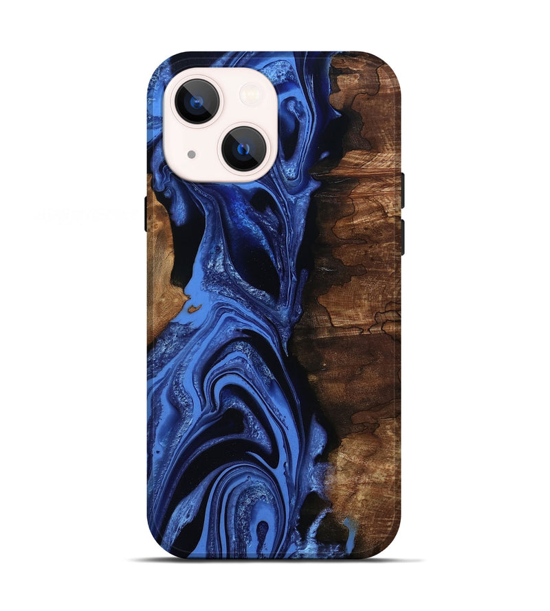 iPhone 13 Wood Live Edge Phone Case - Atticus (Blue, 801493)