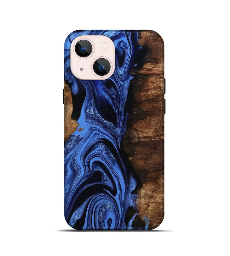 iPhone 13 mini Wood Live Edge Phone Case - Atticus (Blue, 801493)