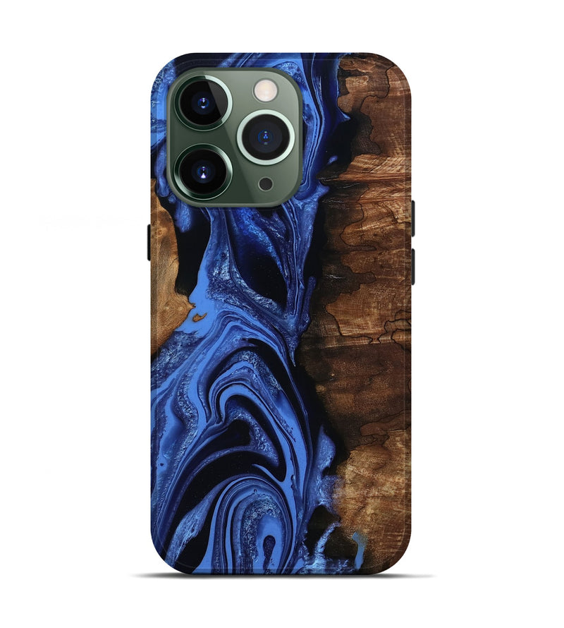 iPhone 13 Pro Wood Live Edge Phone Case - Atticus (Blue, 801493)