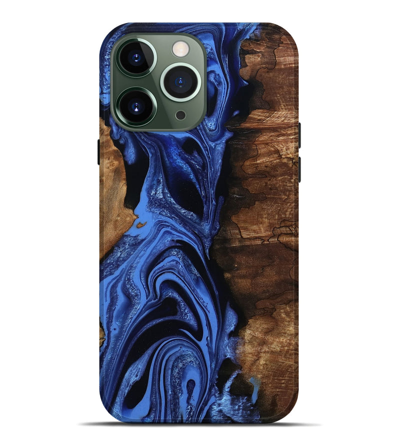 iPhone 13 Pro Max Wood Live Edge Phone Case - Atticus (Blue, 801493)