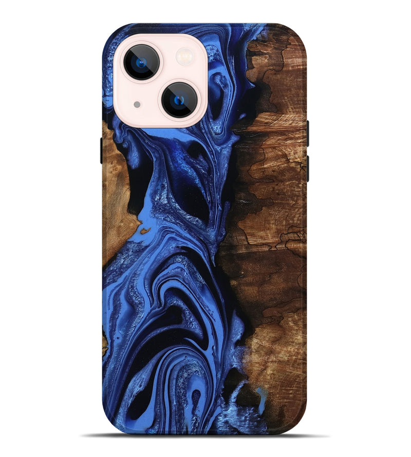 iPhone 14 Plus Wood Live Edge Phone Case - Atticus (Blue, 801493)