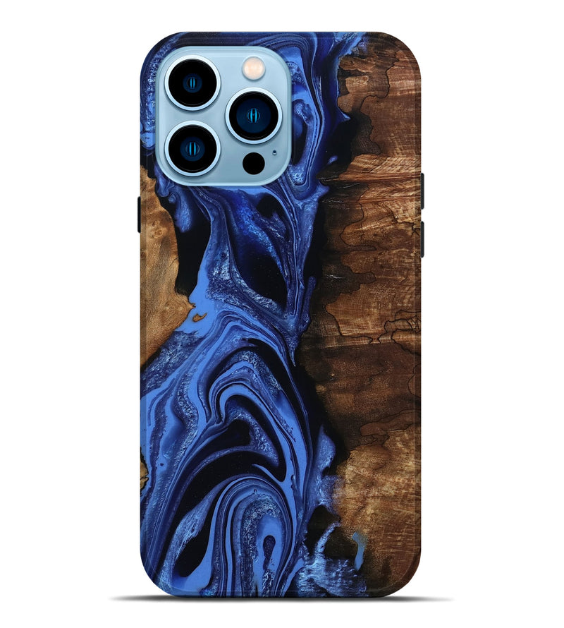 iPhone 14 Pro Max Wood Live Edge Phone Case - Atticus (Blue, 801493)