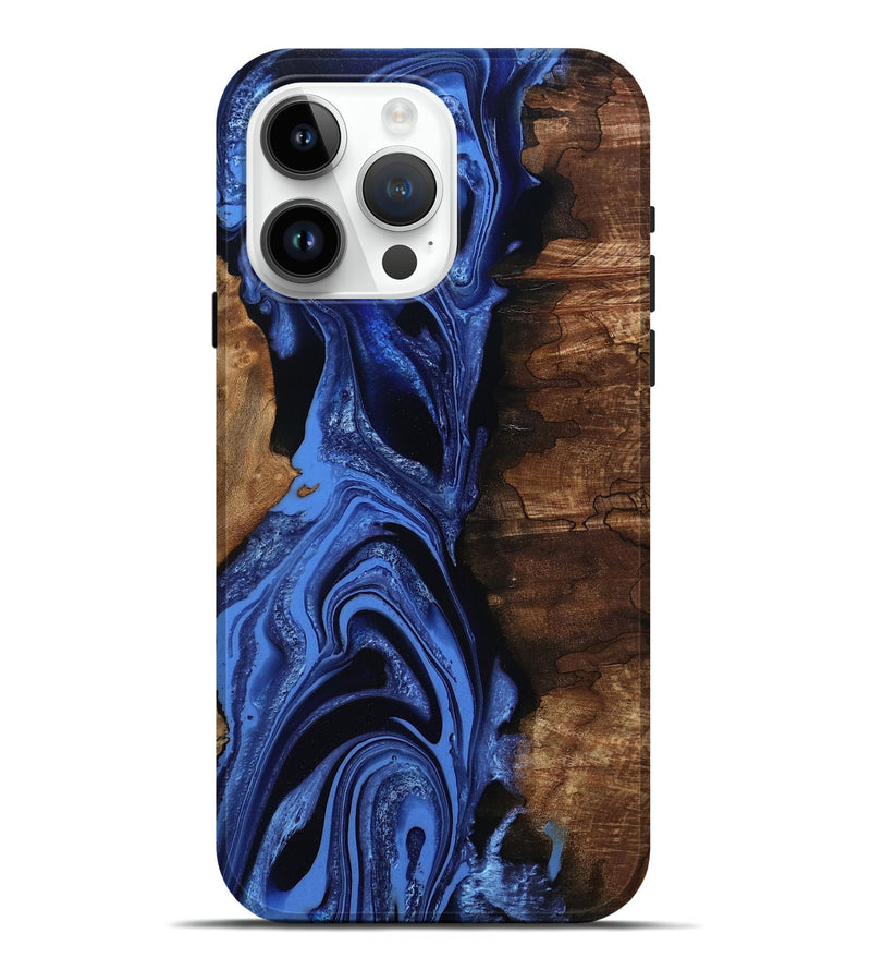 iPhone 15 Pro Max Wood Live Edge Phone Case - Atticus (Blue, 801493)