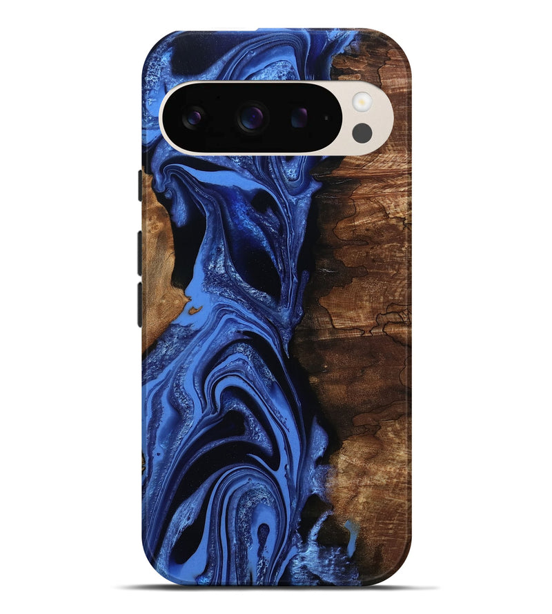Pixel 9 Pro XL Wood Live Edge Phone Case - Atticus (Blue, 801493)