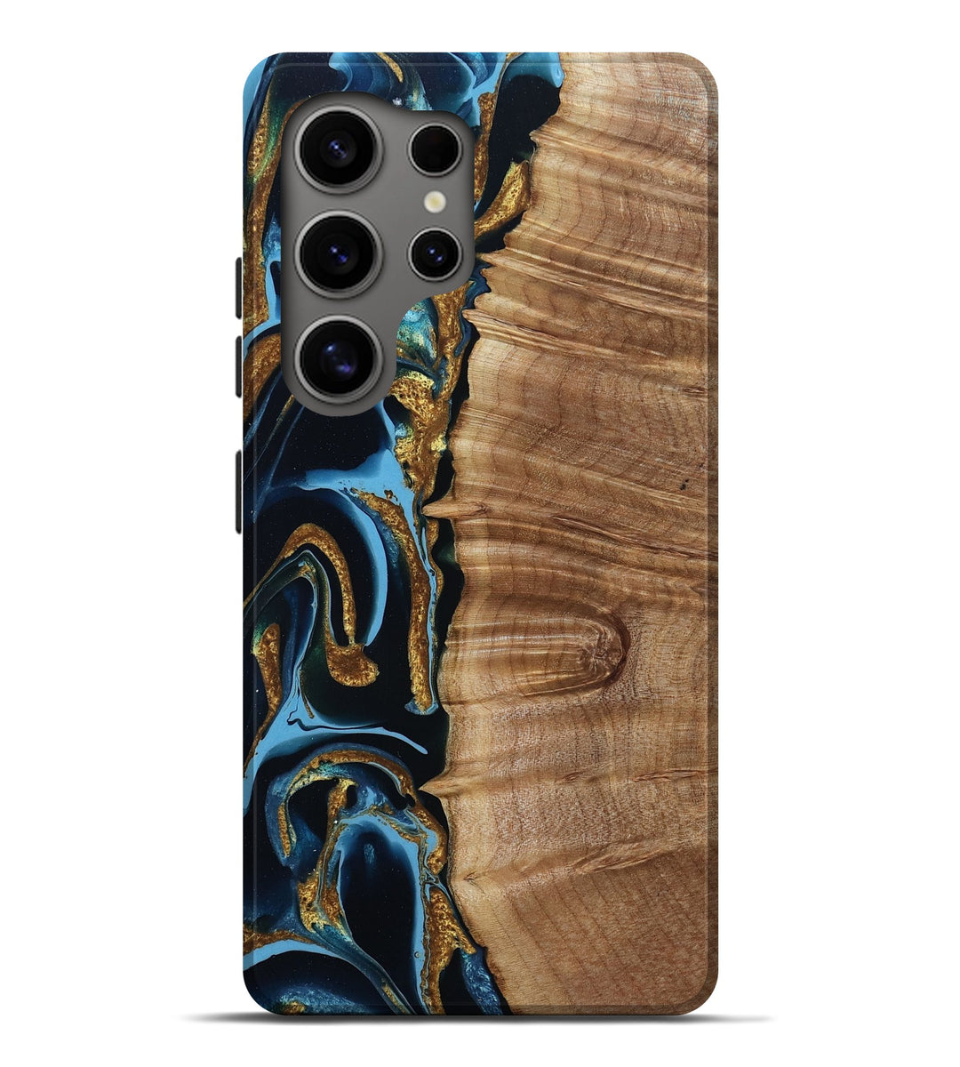 Galaxy S25 Ultra Wood Live Edge Phone Case - Kameron (Teal & Gold, 801494)