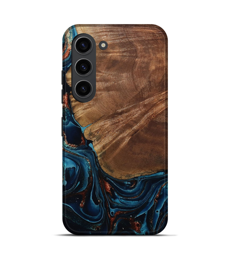 Galaxy S23 Wood Live Edge Phone Case - Kaeden (Teal & Gold, 801495)