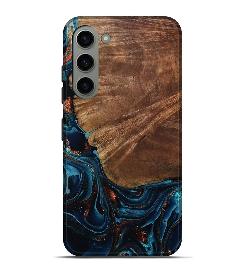 Galaxy S23 Plus Wood Live Edge Phone Case - Kaeden (Teal & Gold, 801495)