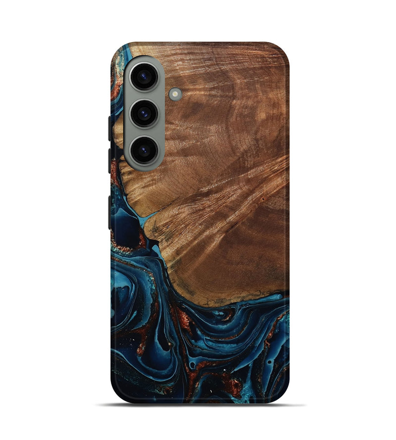 Galaxy S24 Wood Live Edge Phone Case - Kaeden (Teal & Gold, 801495)