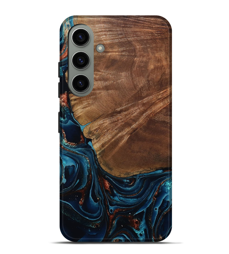 Galaxy S24 Plus Wood Live Edge Phone Case - Kaeden (Teal & Gold, 801495)