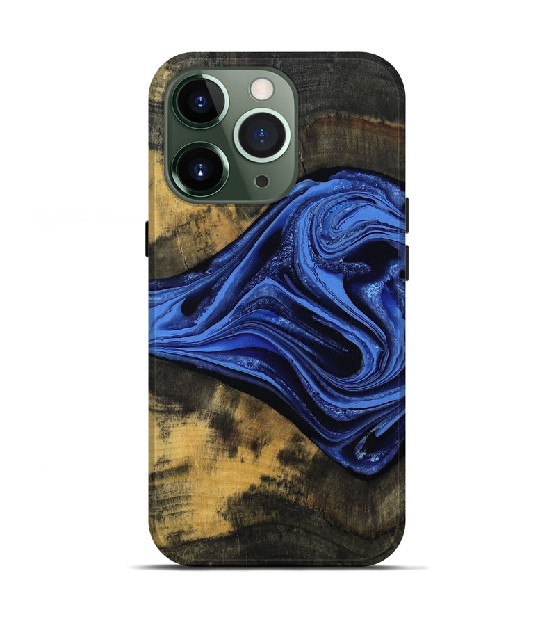 iPhone 13 Pro Wood Live Edge Phone Case - Saige (Blue, 801496)