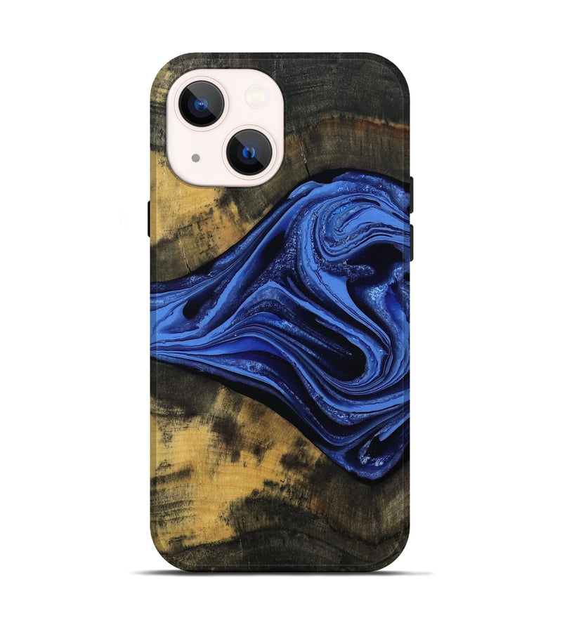 iPhone 14 Wood Live Edge Phone Case - Saige (Blue, 801496)