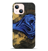 iPhone 14 Plus Wood Live Edge Phone Case - Saige (Blue, 801496)