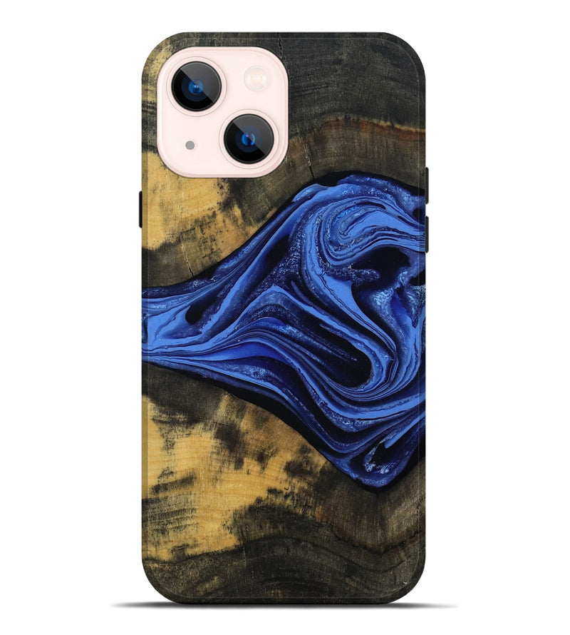 iPhone 14 Plus Wood Live Edge Phone Case - Saige (Blue, 801496)