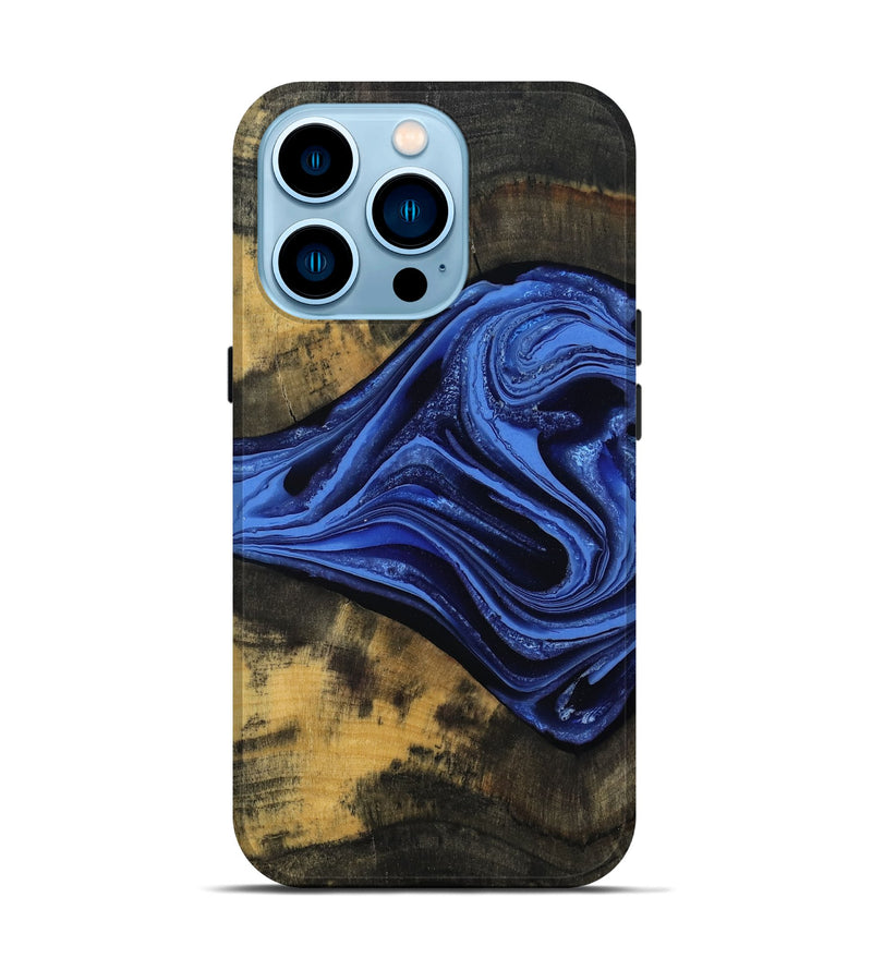 iPhone 14 Pro Wood Live Edge Phone Case - Saige (Blue, 801496)