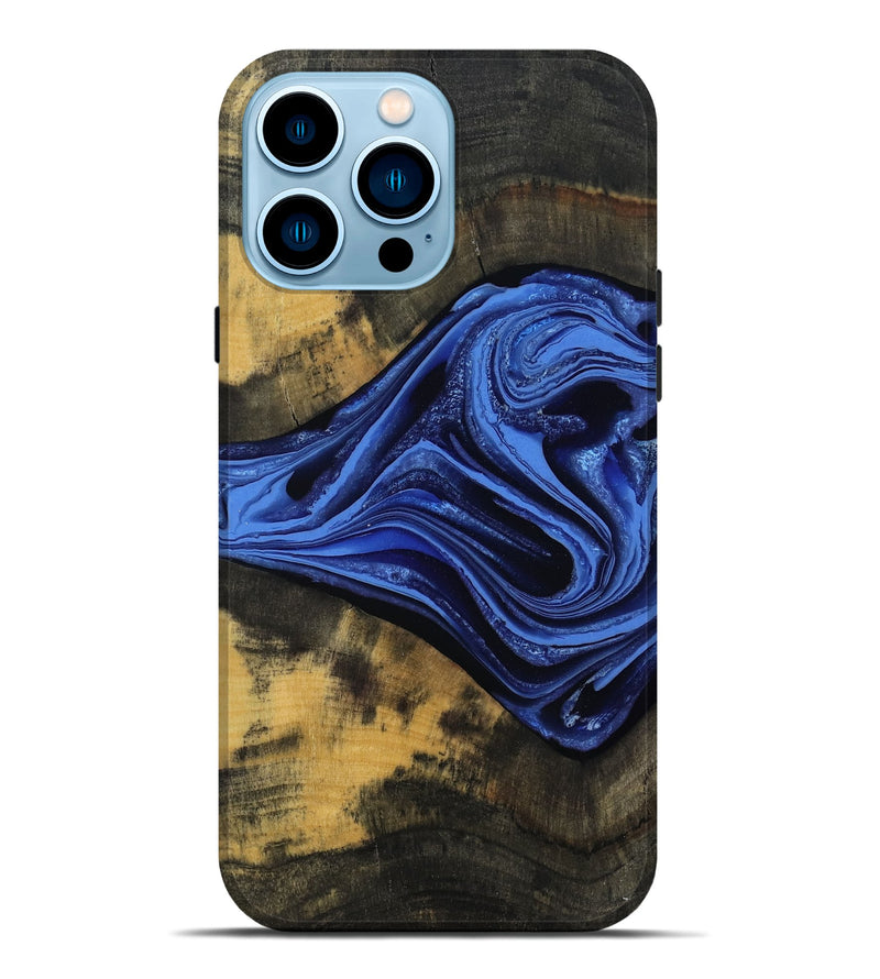 iPhone 14 Pro Max Wood Live Edge Phone Case - Saige (Blue, 801496)