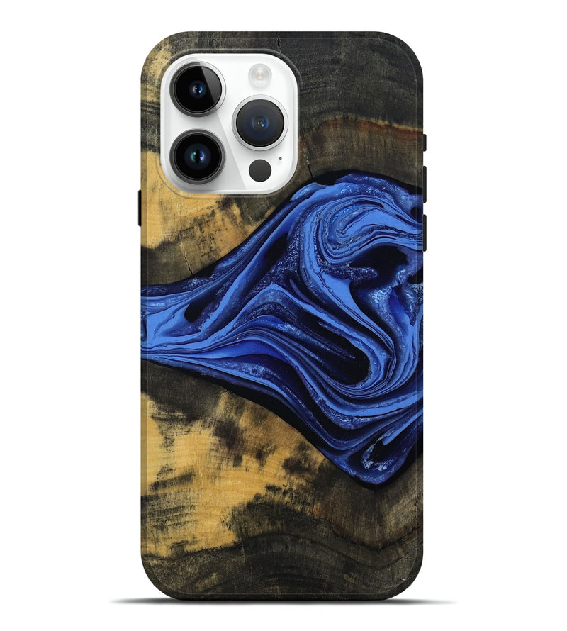iPhone 15 Pro Max Wood Live Edge Phone Case - Saige (Blue, 801496)