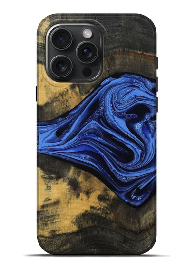 iPhone 16 Pro Max Wood Live Edge Phone Case - Saige (Blue, 801496)
