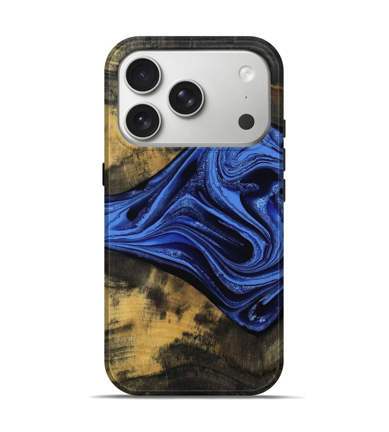 iPhone 17 Pro Wood Live Edge Phone Case - Saige (Blue, 801496)