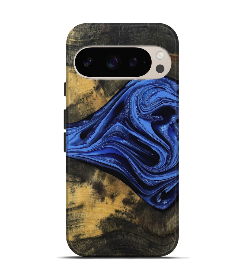 Pixel 9 Pro Wood Live Edge Phone Case - Saige (Blue, 801496)