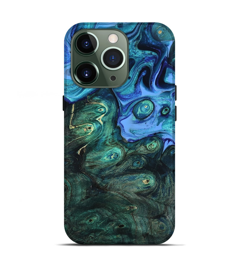 iPhone 13 Pro Wood Live Edge Phone Case - Keshia (Blue, 801507)