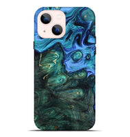 iPhone 14 Plus Wood Live Edge Phone Case - Keshia (Blue, 801507)