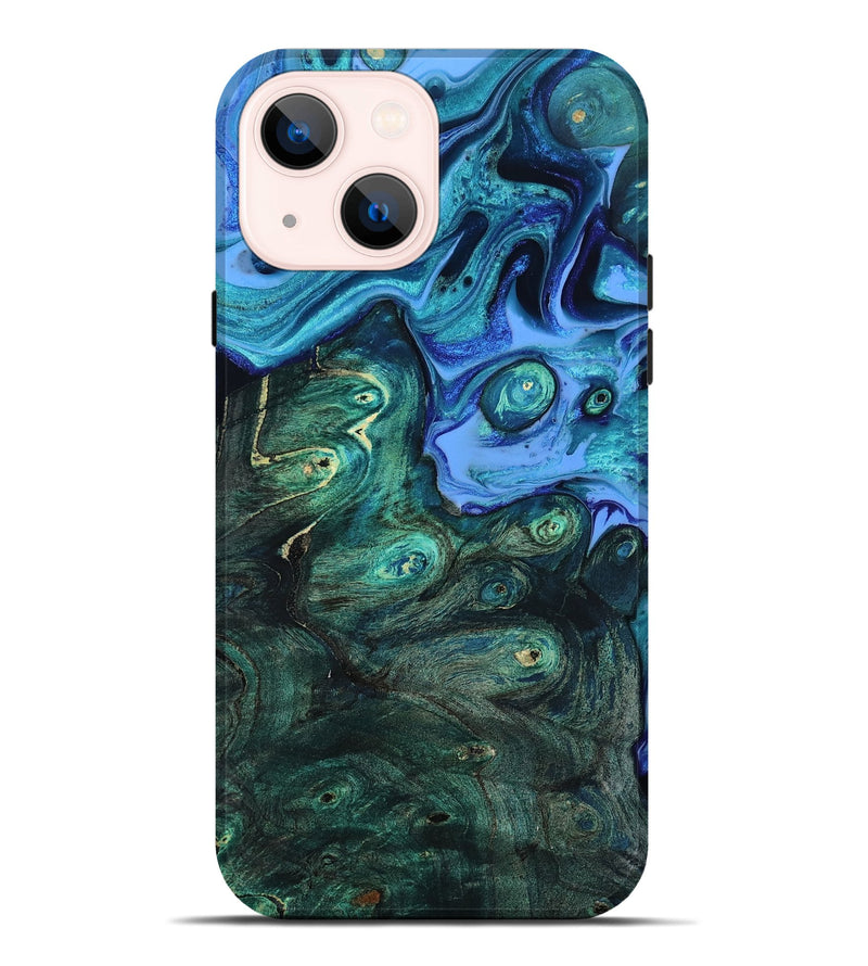 iPhone 14 Plus Wood Live Edge Phone Case - Keshia (Blue, 801507)