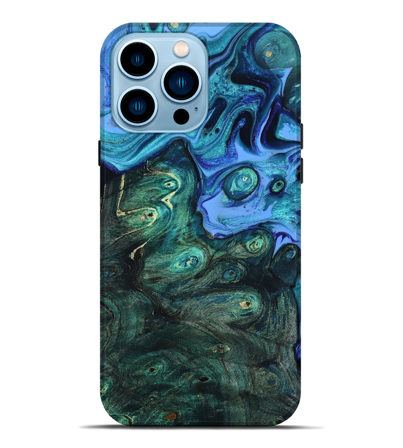 iPhone 14 Pro Max Wood Live Edge Phone Case - Keshia (Blue, 801507)