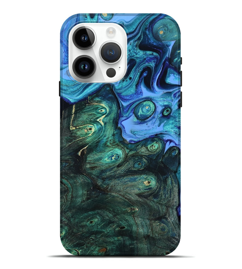 iPhone 15 Pro Max Wood Live Edge Phone Case - Keshia (Blue, 801507)