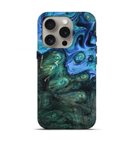 iPhone 16 Pro Wood Live Edge Phone Case - Keshia (Blue, 801507)