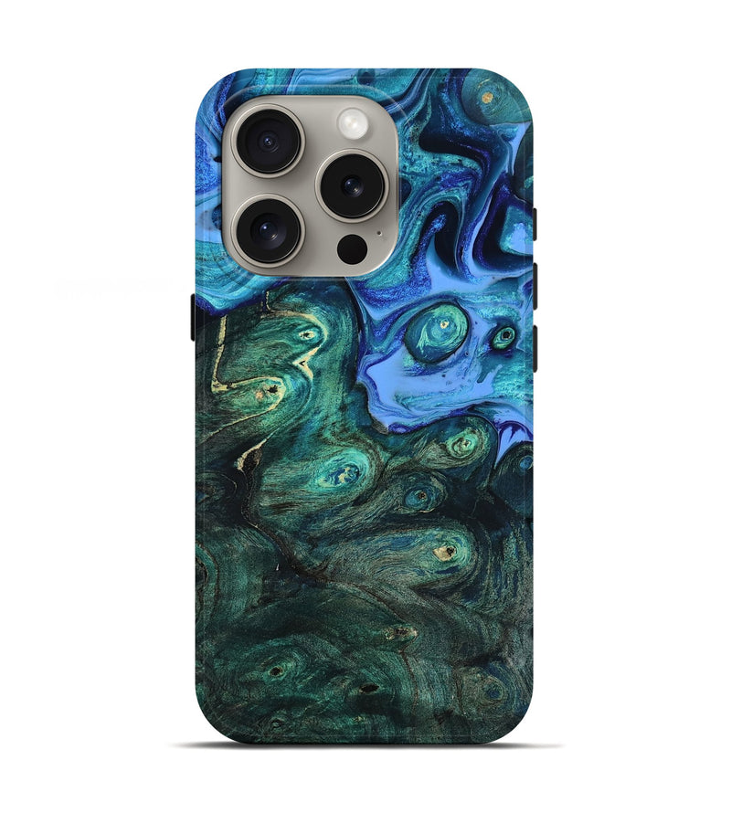 iPhone 16 Pro Wood Live Edge Phone Case - Keshia (Blue, 801507)